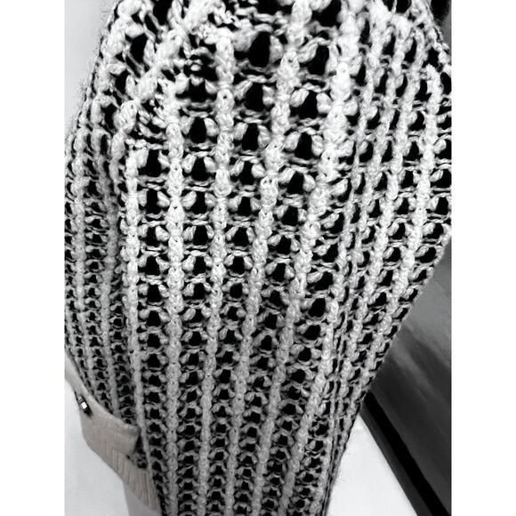 Maje Vintage Wool Beige Black Striped Button Up Sweater Cardigan Small - Picture 6 of 11